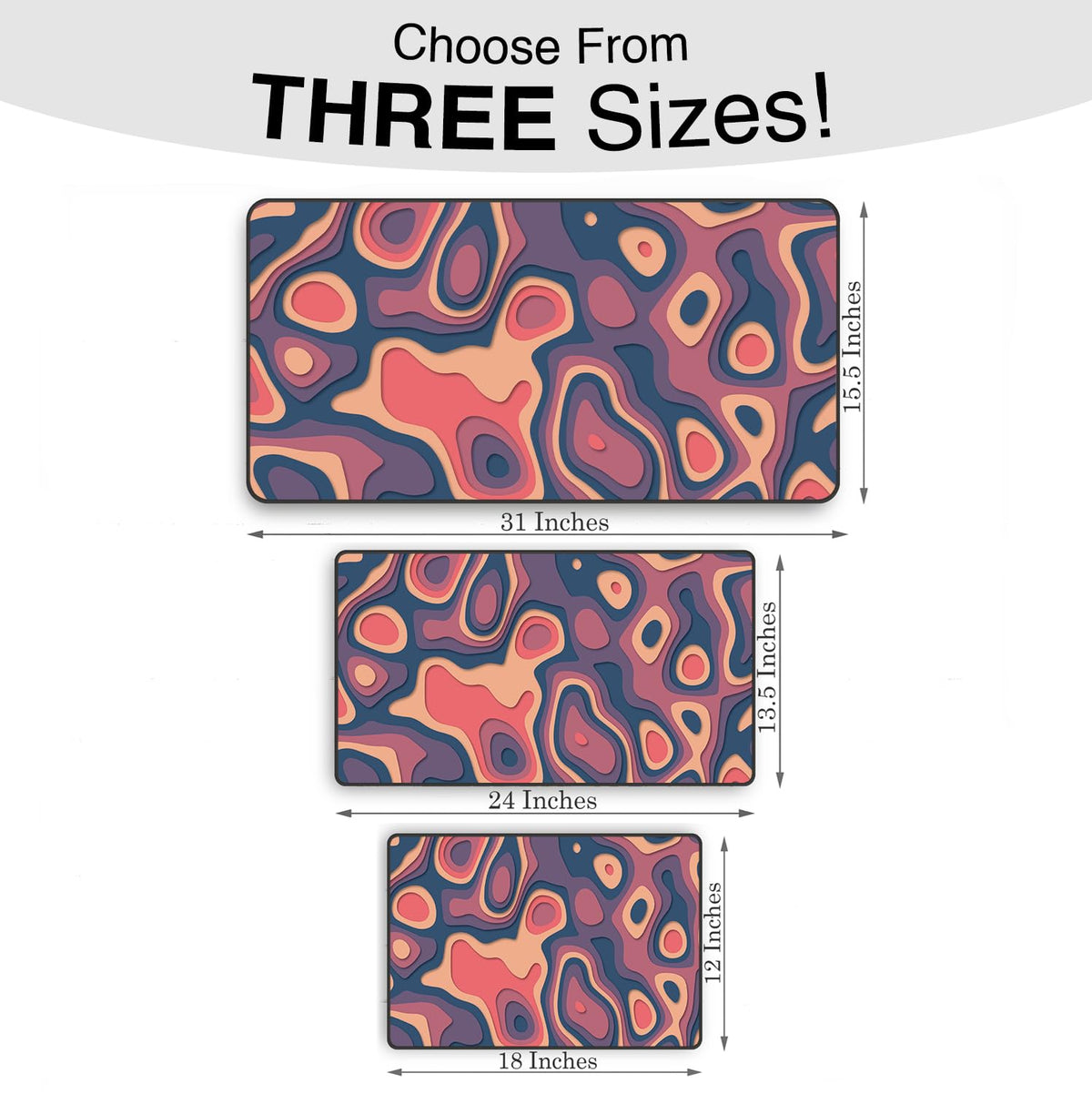 Large Gaming Mouse & Desk Pad with Abstract Pattern, Extended Size Desk Mat, Non-Slip Surface (Multicolor 2, 24 x 13.5 inches)