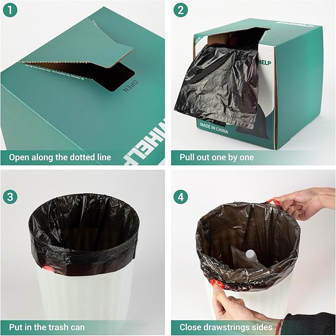 SWIHELP Drawstring Trash Bags 280 Counts 4 Gallon Garbage Bags 15 Liters