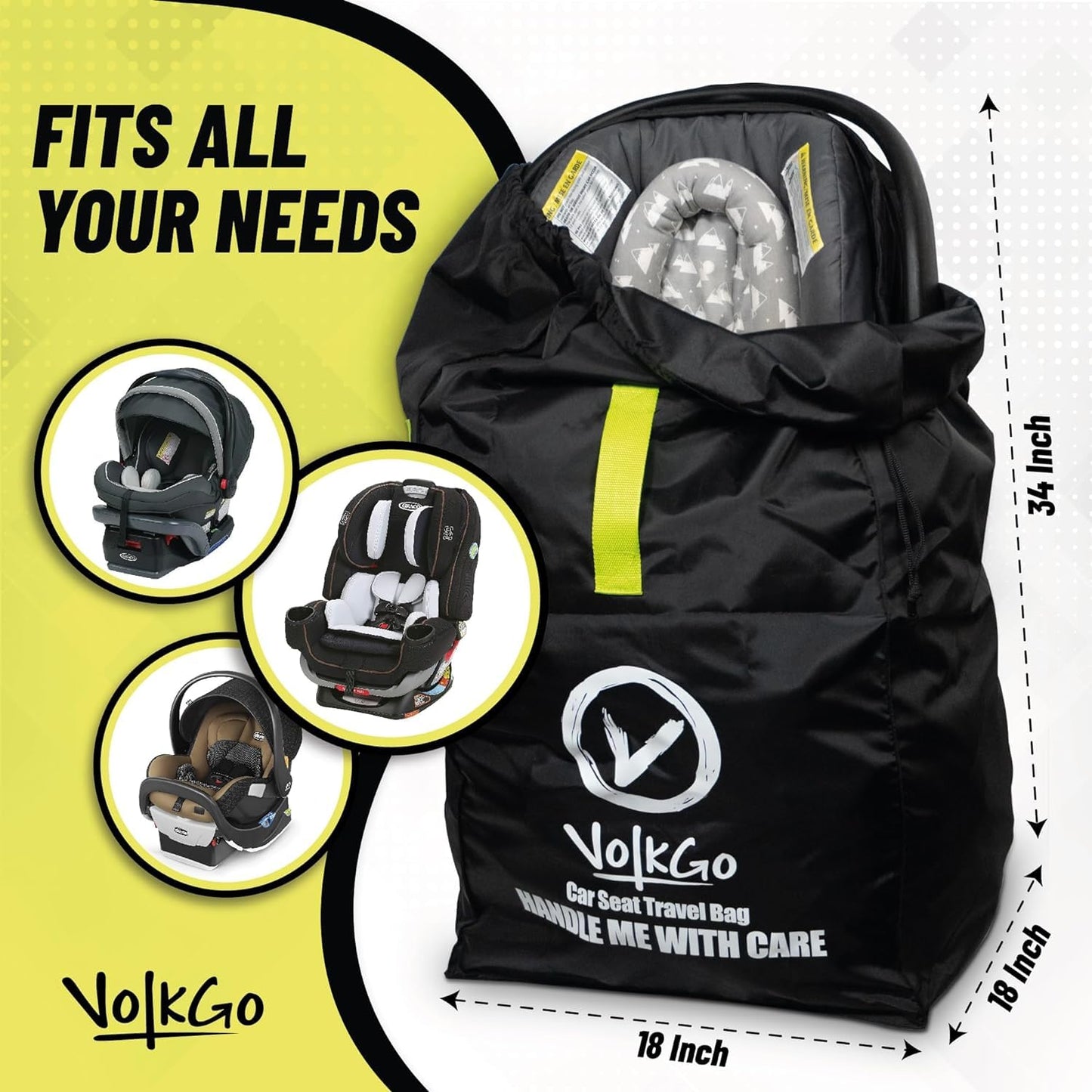 V VOLKGO Car Seat Bags for Air Travel for Airplane, Easy Carry Durable Seat Gate Check Bag, Carseat Cover, Carseat Case, Car Seat Cover for Airplane Travel, Stars, Standard