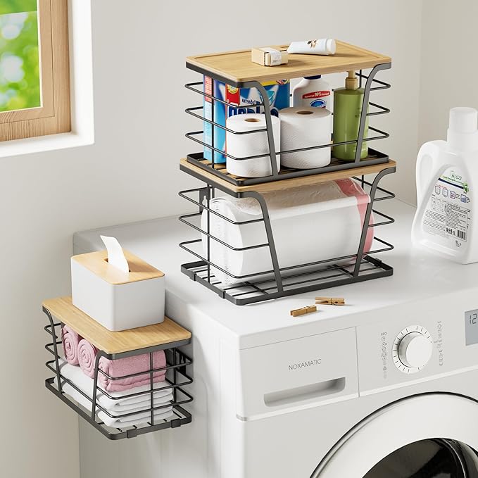 3 Pack Stackable Pantry Organizer, Trash Bag Dispenser Under Sink, Kitchen