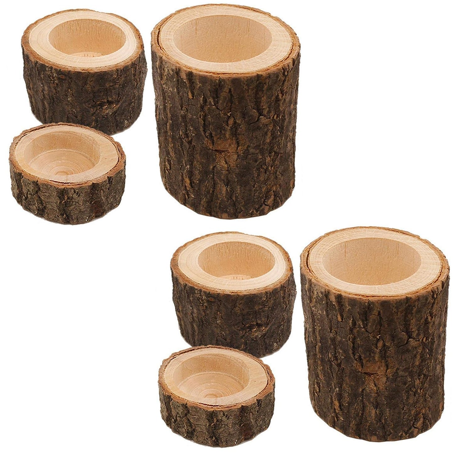 Tesytto Wooden Tea Light Candle Holders Set of 6, Personalized Natural Wooden Votive Tealight Holder for Rustic Centerpieces for Table, Great for Home, Wedding Various Festivals Decoration