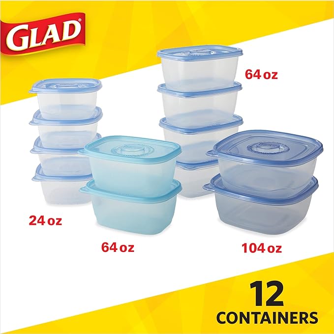 GladWare Food Storage Containers, Family Variety Pack, 24 Piece Set |