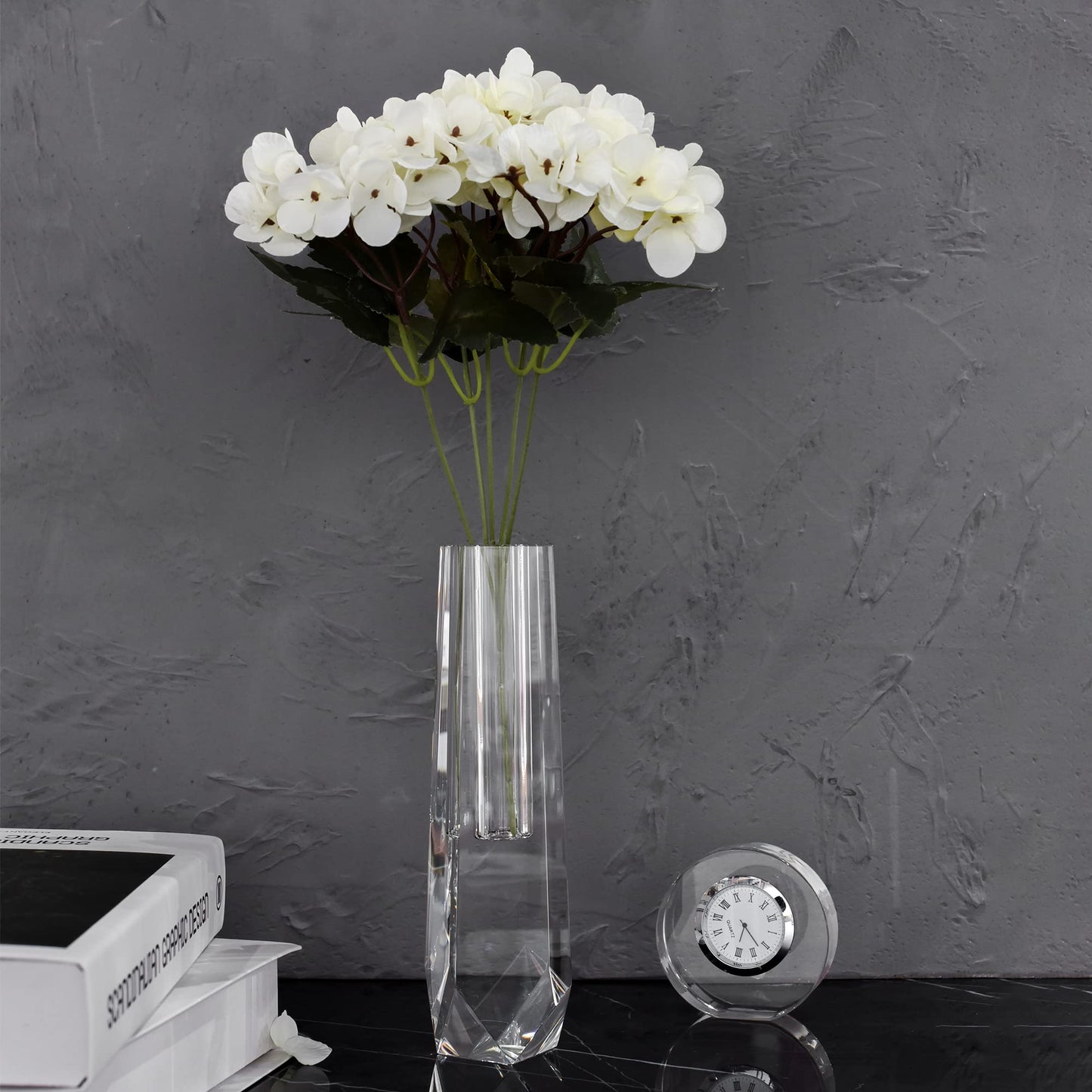 kitCom Series Crystal Vase, Flower Vase, Suitable for Home Decor, Wedding or Gift - 8.3 Inch Luxury Crystal Flower Vase