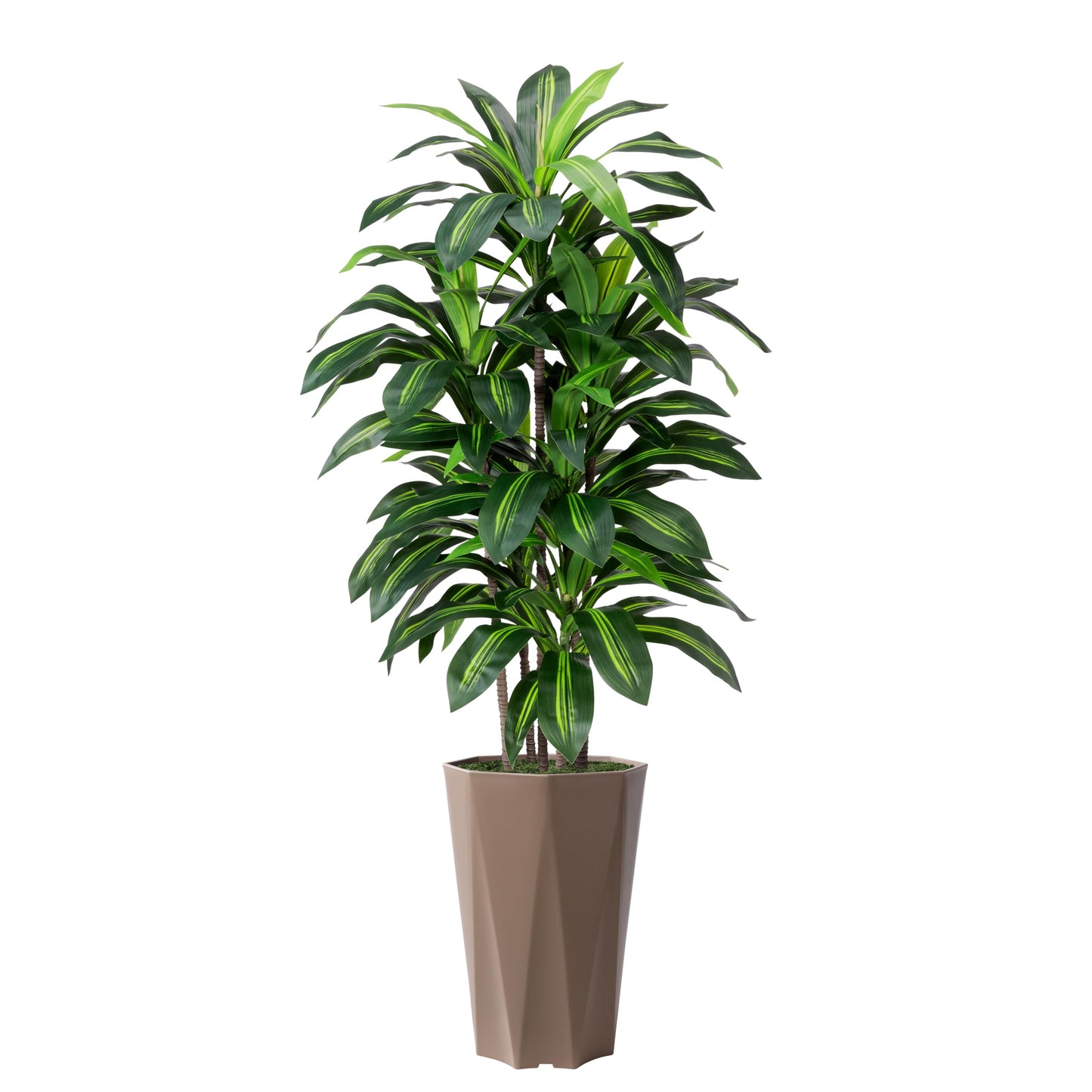 Artificial Dracaena Plant Indoor 5FT Fake Tree with Mocha Diamond Planter Faux Yucca Tall Fake Floor Plant Potted Artificial Trees for Home Office Living Room Decor Indoor