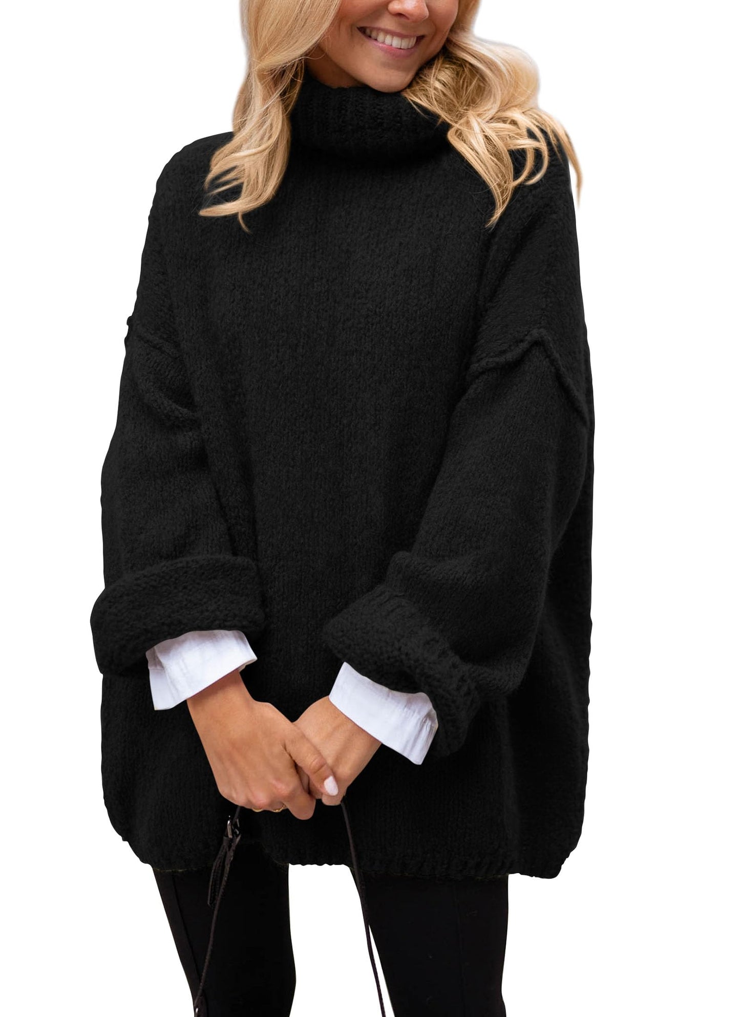 PRETTYGARDEN Oversized Sweaters for Women 2025 Chunky Turtleneck Sweater Fall Clothes Long Sleeve Tops Winter Clothing