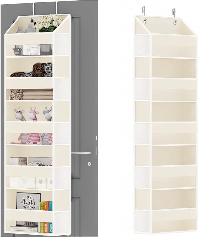 Over Door Organizer with 5 Large Pockets & 10 Mesh Side Compartments