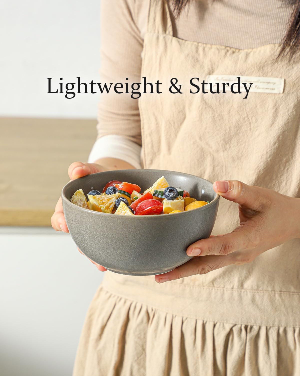 Tikooere Cereal Bowls Set of 4, 24 oz Ceramic Bowls for Kitchen, Stoneware Soup Bowls for Salad, Ramen, Snack, Dessert, Unique Housewarming Gift, Dishwasher Microwave Safe, Matte Gray