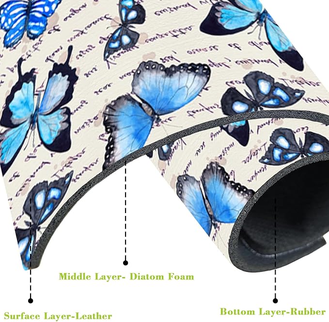 Sink Splash Guard Faucet Mat Watercolor Butterflies Absorbent Fast Drying Mat