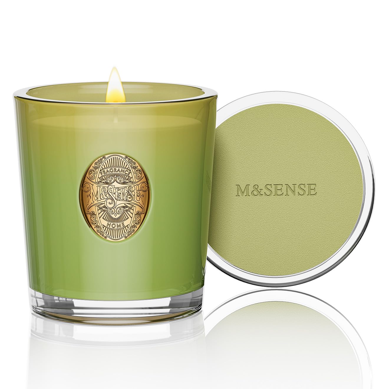 M&SENSE Natural Soy Candle| Eucalyptus Sage Green | 10.2 oz, 55H Burn | Luxury Scented Candle for Relaxation, Gifting, Home Décor |for Bedroom, Office, Party