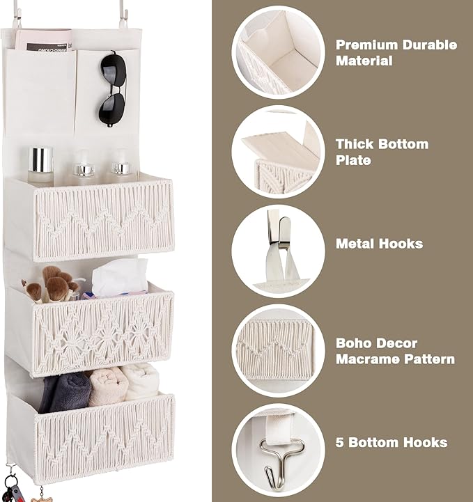 ANTIS'S HOME Over The Door Organizer Boho Bedroom Decor Nursery Storage