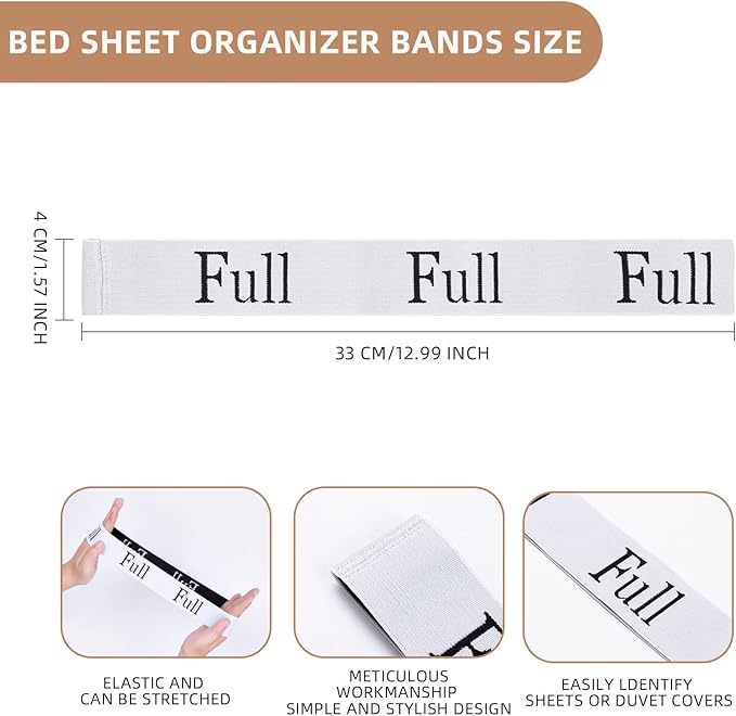 4PCS Bed Sheet Organizer Bands, Storage Labels and Sheet Keepers