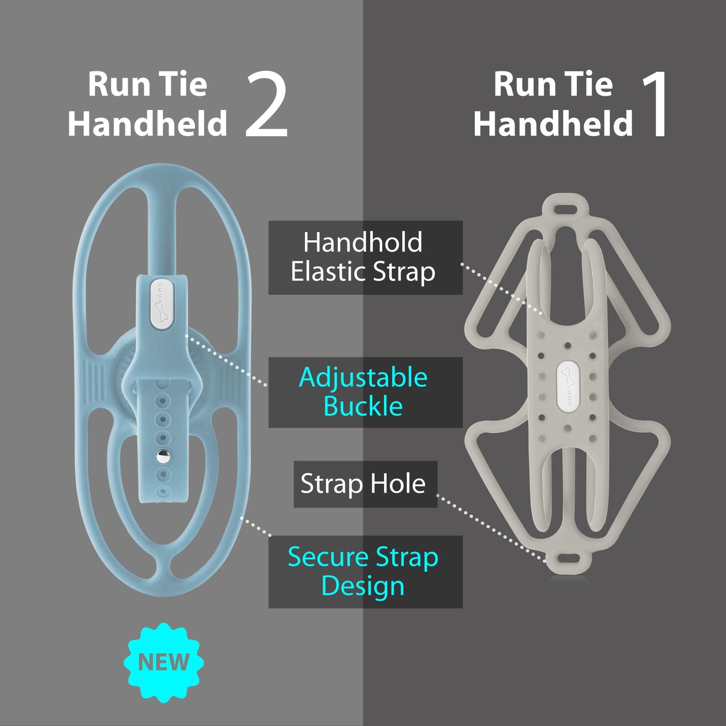 BONE Run Tie Handheld 2, Running Cell Phone Holder, 2-in-1 Handheld/Wristband Design, Adjustable & Skin-Friendly Silicone Strap for Workout, Sport Phone Carrier for Most Smartphone (Morandi Blue)