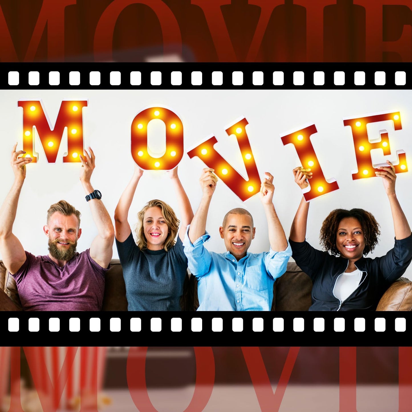 Aurelema Movie Night Decorations 6.3" Movie Light up Letters Sign Decor Battery Powered Marquee Lighted Sign LED Letter Lights for Theme Party Theater Poster Birthday Home Tabletop Wall Decor Supplies