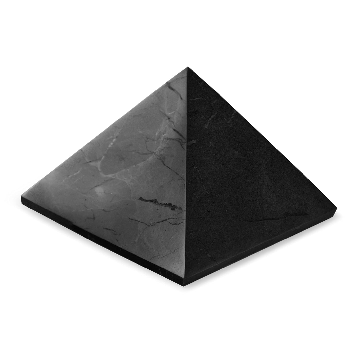 Authentic Shungite Pyramid Polished 2.8"(7cm), Premium Protection Crystals for House & Office, Karelian Black Stone Energy Pyramid for Root Chakra Meditation, Grounding & Negative Energy Blocker