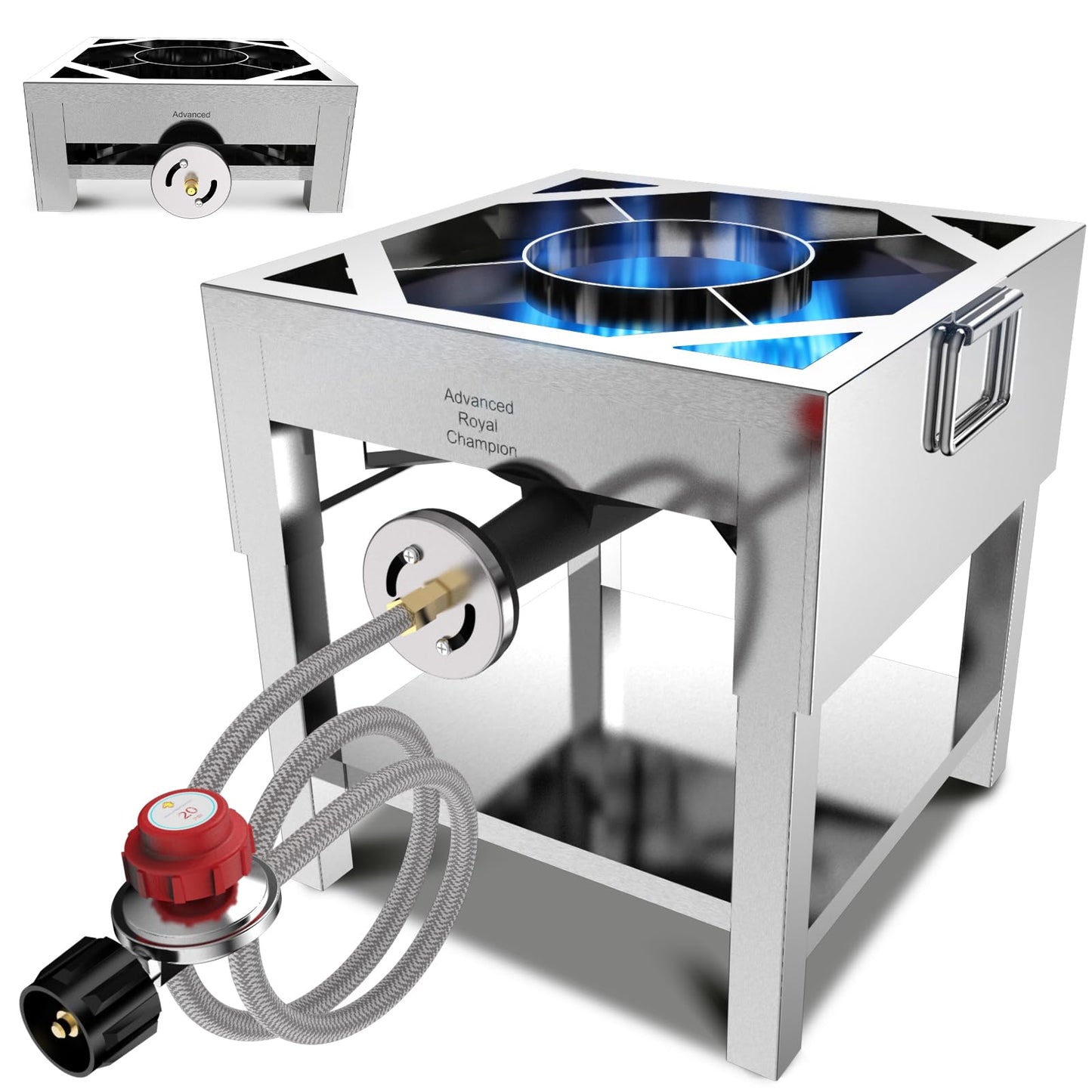 ARC Single Burner Propane Stove with Foldable Legs -Extra Large 17"Cubic,High-pressure 20PSI Stainless Steel Propane Burners for Outdoor Cooking Turkey Fry, Seafood Boil, BBQ, Homebrewing