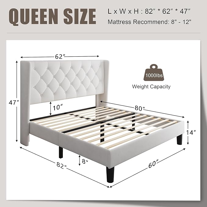 Einhomn Queen Size Platform Bed Frame
