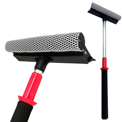 2 in 1 Telescopic Window Squeegee with Durable Squeegee Blade and Sponge Attachment - Window Cleaning Kit Perfect to Use as Shower Cleaner Squeegee, Window Cleaner & Car Window Squeegee