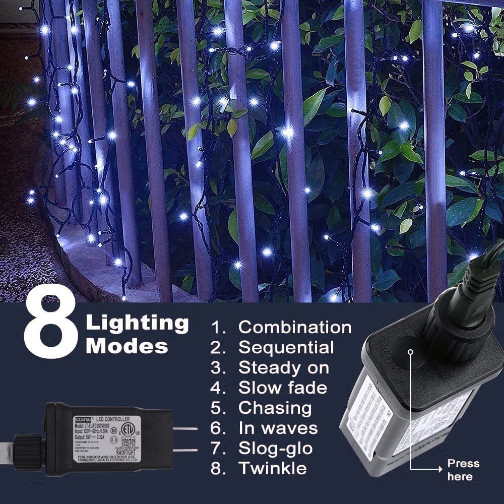 Christmas Decorations Outdoor String Lights - 25m/82ft 220 LEDs Memory Function 8 Modes End-to-End Extendable Plug in Waterproof Fairy Light for Thanksgiving Halloween Wedding Patio Decor - Cool White