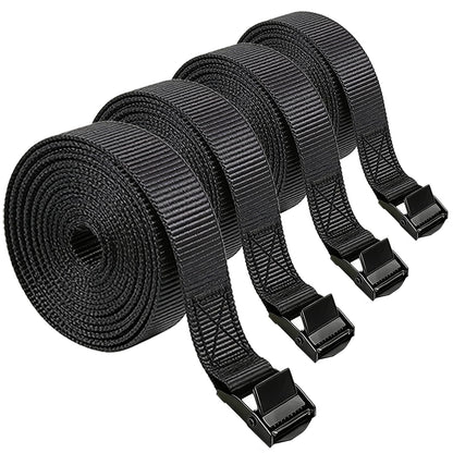 Lashing Straps with Buckles, 4Pack, 1 Inch × 5 Feet, Cargo Tie-Down Strap, Adjustable Cam Buckle Straps for Storage Luggage Trucks,Trailer,Motorcycle (4 Pack Black，1"*5)