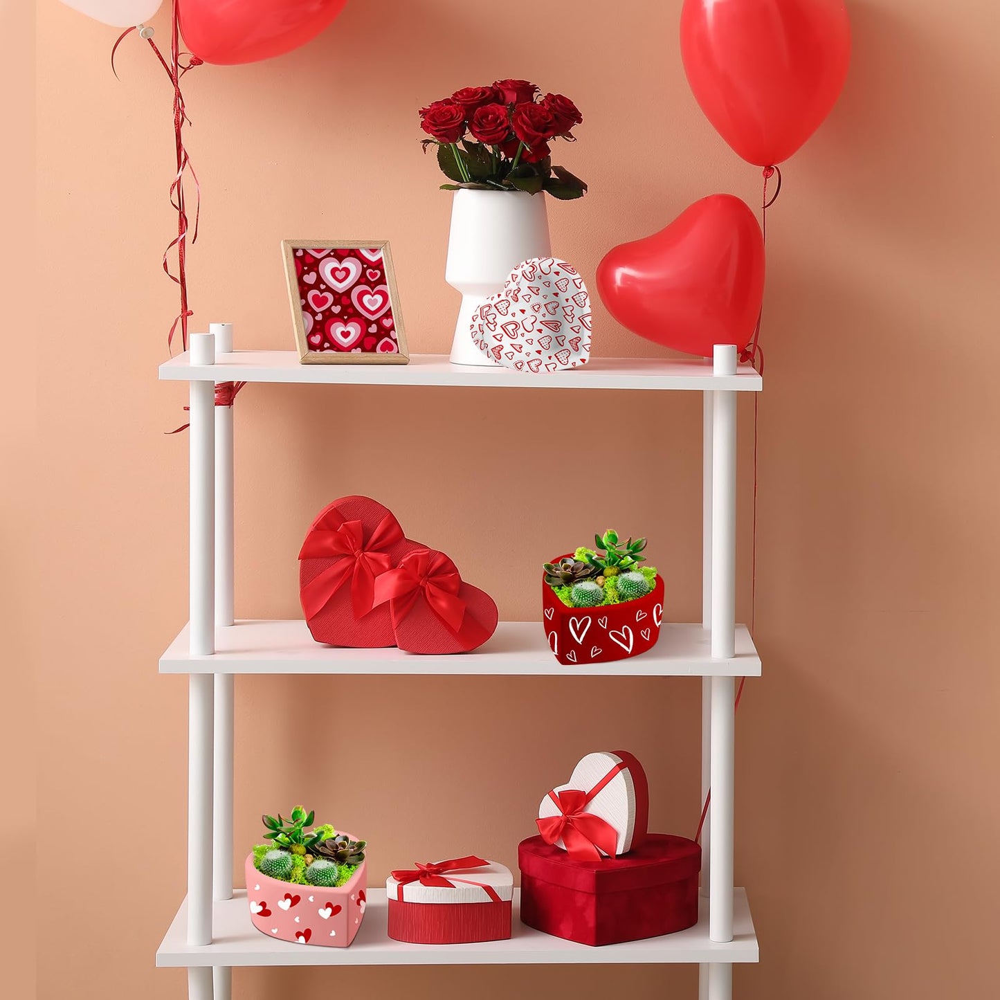 Beeveer 6 Pcs DIY Mother's Day Craft Kits Make Your Own Ceramic Succulent Planters Paintable Heart Shaped Decoration, and Ceramic Succulent Planters Kit for Mother's Day from Daughter So