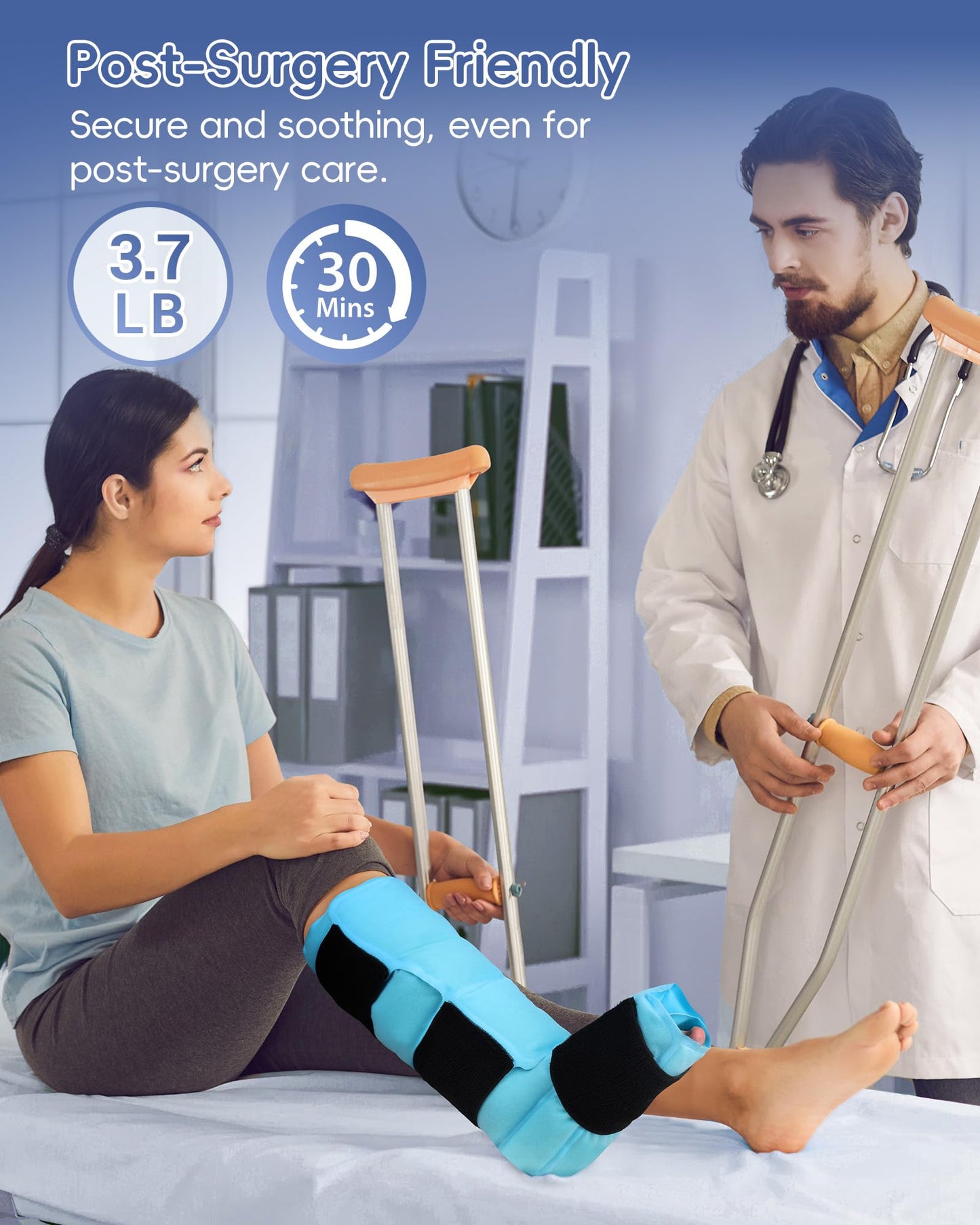 Comfytemp Ankle Foot Ice Pack Wrap, Reusable Leg Ice Boot for Injury, Achilles Tendonitis, Shin Splint, Plantar Fasciitis, Hot & Cold Compression, Sprained Ankles Brace, Post Surgery