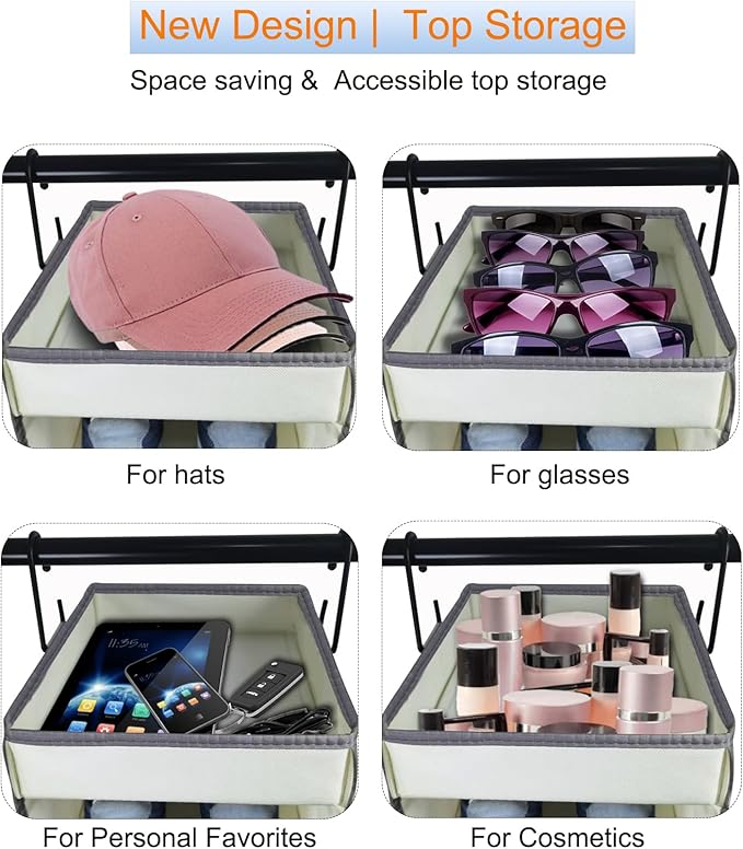 2 Pack Large-Sized Hanging Shoe Organizer 10-Shelf, Sturdy Hanging Closet