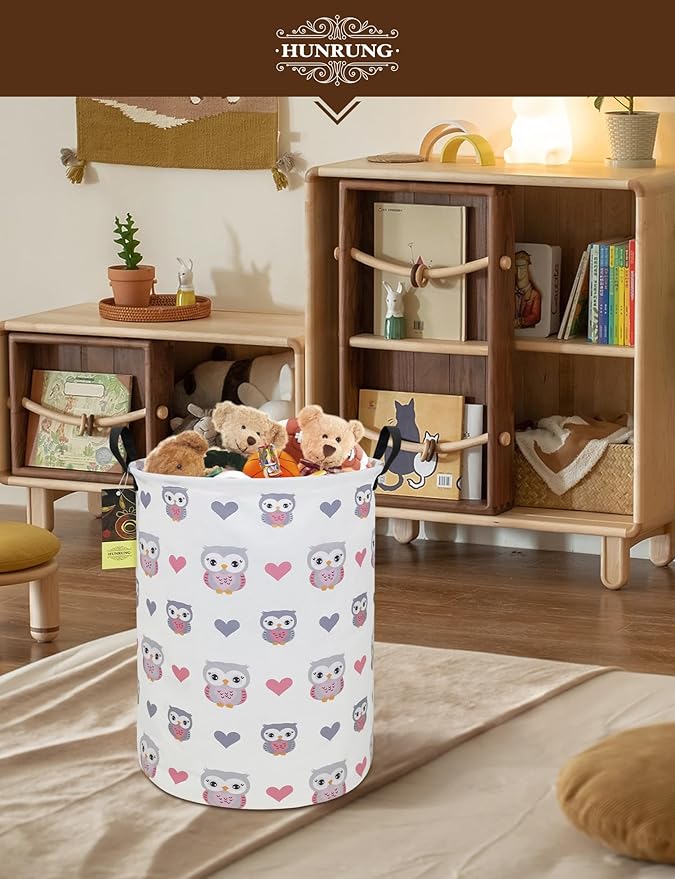 HUNRUNG Laundry Hamper, Large Canvas Fabric Lightweight Storage Basket Toy