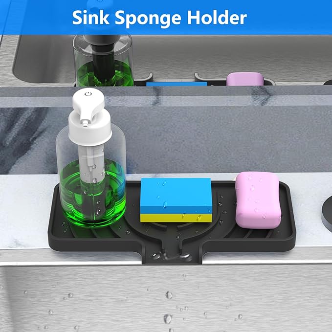 Sponge Holder for Kitchen Sink, Dish Sponge Holder & Soap Tray