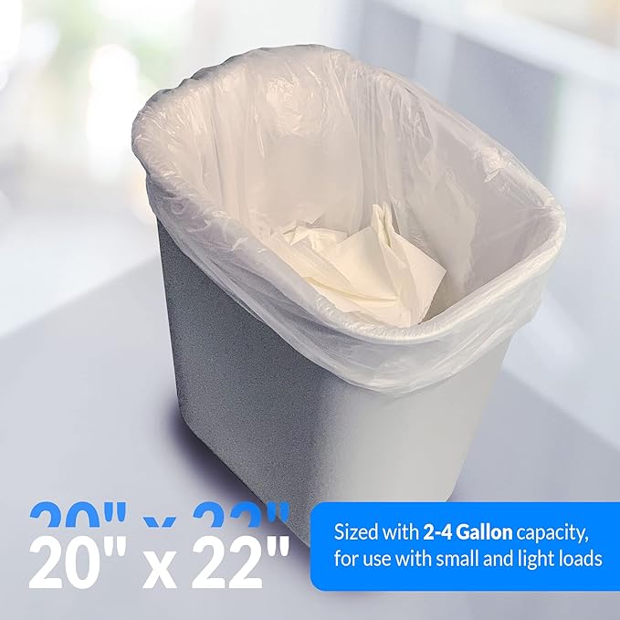 Reli. 2-4 Gallon Trash Bags | 2000 Bags | Clear | Bathroom | Strong | Garbage