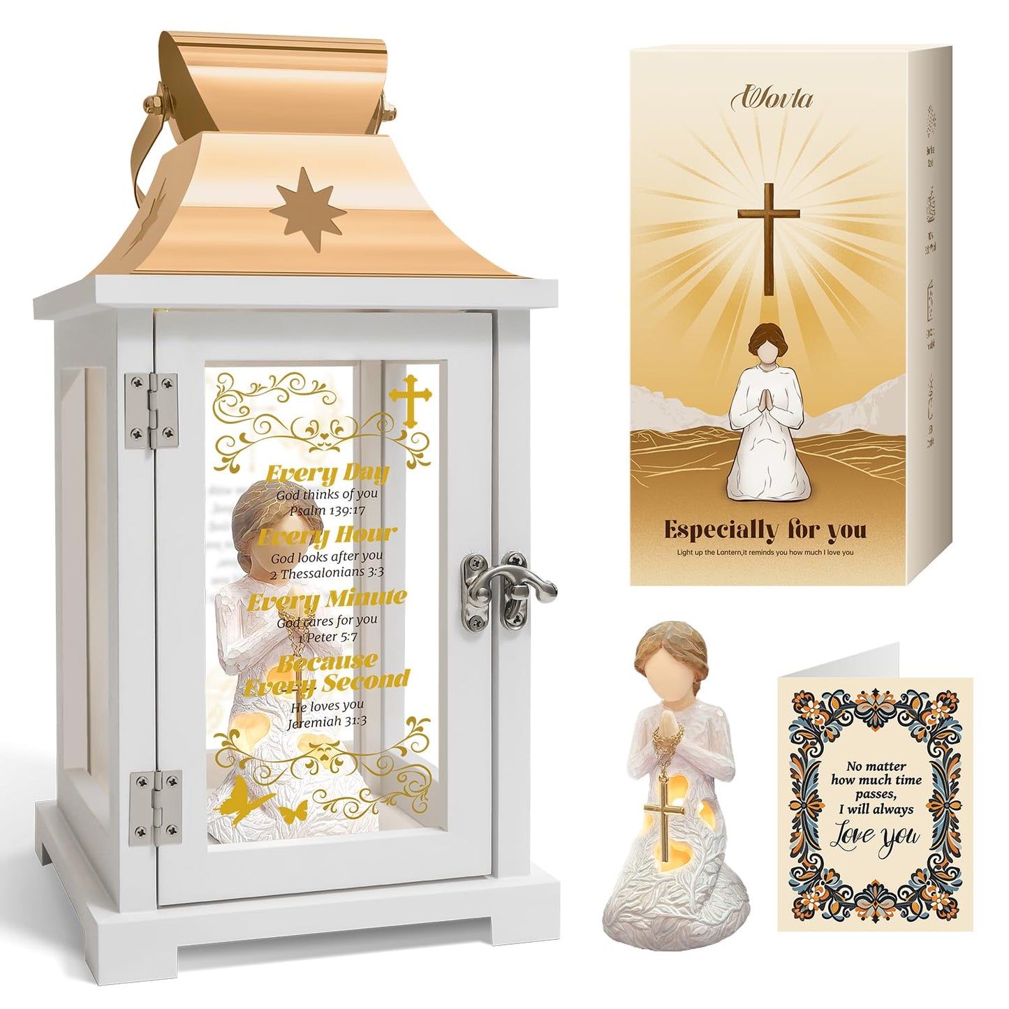 Christian Gifts for Women Faith, Inspirational Gift, Prayer of Peace Figurine Lantern, Religious Gifts for Female Men, Spiritual Gift