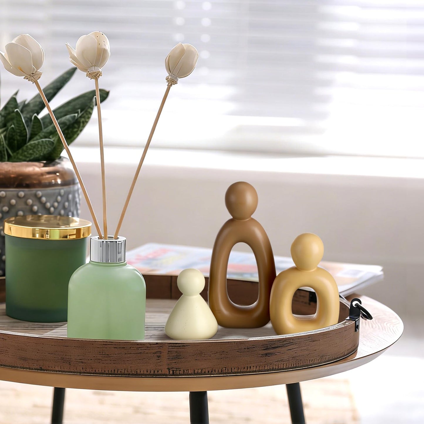 Youyole Abstract Family of 3 Modern Sculpture Modern Home Decor for Shelf, TV Stand, Bookshelf, Living Room Decorative Accents and Housewarming Gift for Living Room Office Table Shelves Decorations