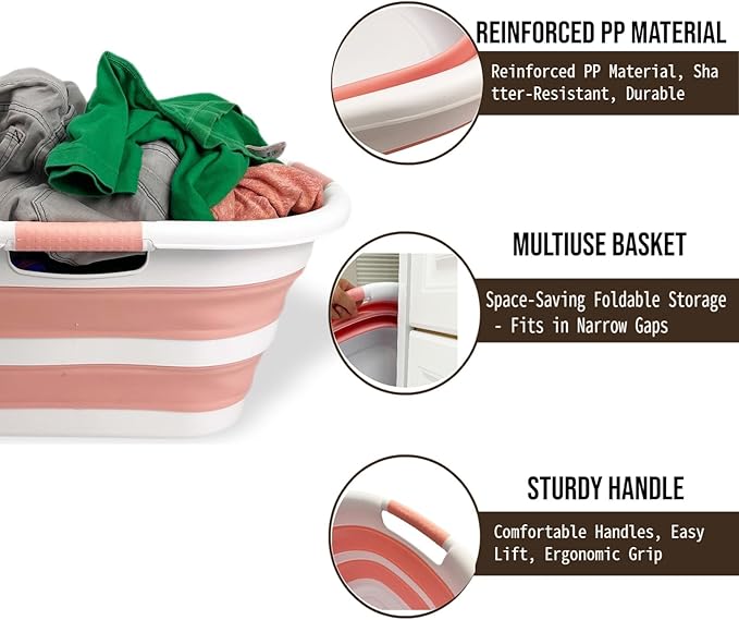 SAMMART 40L Set of 2 Collapsible Plastic Laundry Hamper
