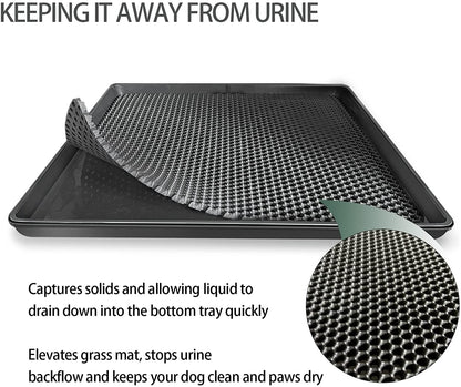 STARROAD-TIM 60X90 CM Dog Grass Pad with Tray for Indoor/Outdoor Large Dog Potty Training Reusable Dog Training Pads with tray Grass Pee Pads for Dogs with Tray is Reusable and Easy to Clean