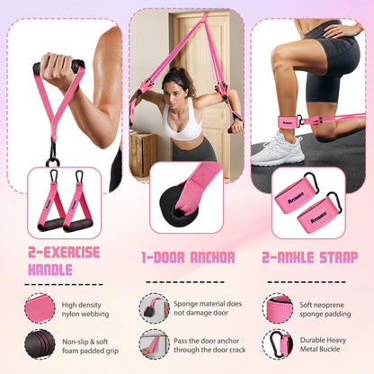 Ayombo Resistance Bands, Exercise Bands with Handles for Working Out, Fitness Bands for Women, Workout Equipment Home Gym, Training Bands with Door Anchor, Ankle Straps, Shape Body, Physical Therapy