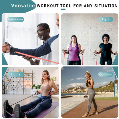 Resistance Bands with Handles, Single Resistance Bands, Exercise Bands with Handles, for Resistance Training, Physical Therapy, Home Workouts, Fitness, Pilates