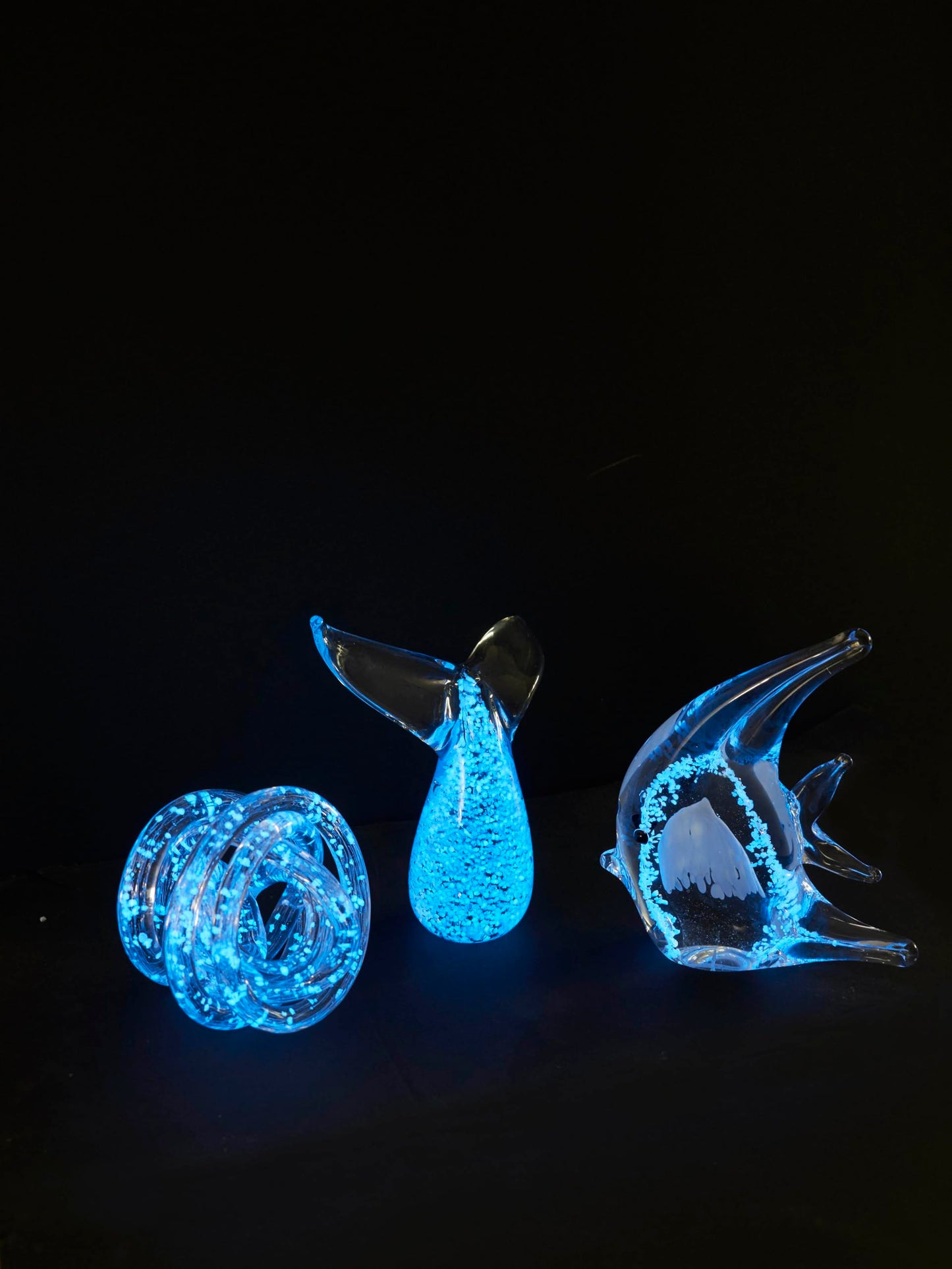 Beachcombers Large Luminous Glass Fish Figurine, 6.75-Inch, Clear