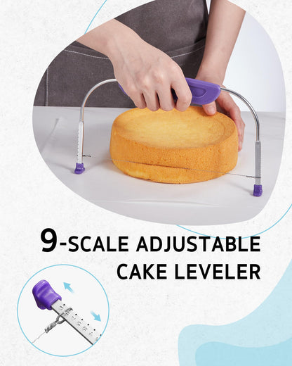 Syntus 65 PCs Cake Decorating Kit with Cake Stand Turntable, Cake Baking Supplies 30+1 Piping Bags, 24 Piping Tips, Offset & Straight Spatulas, 3 Scrapers, Leveler, 2 Couplers & 1 Tips Brush