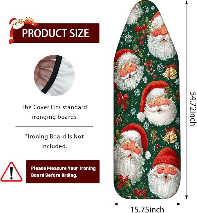 Nuxovilar Ironing Board Cover Christmas Santa Claus Collage Pattern Polyester