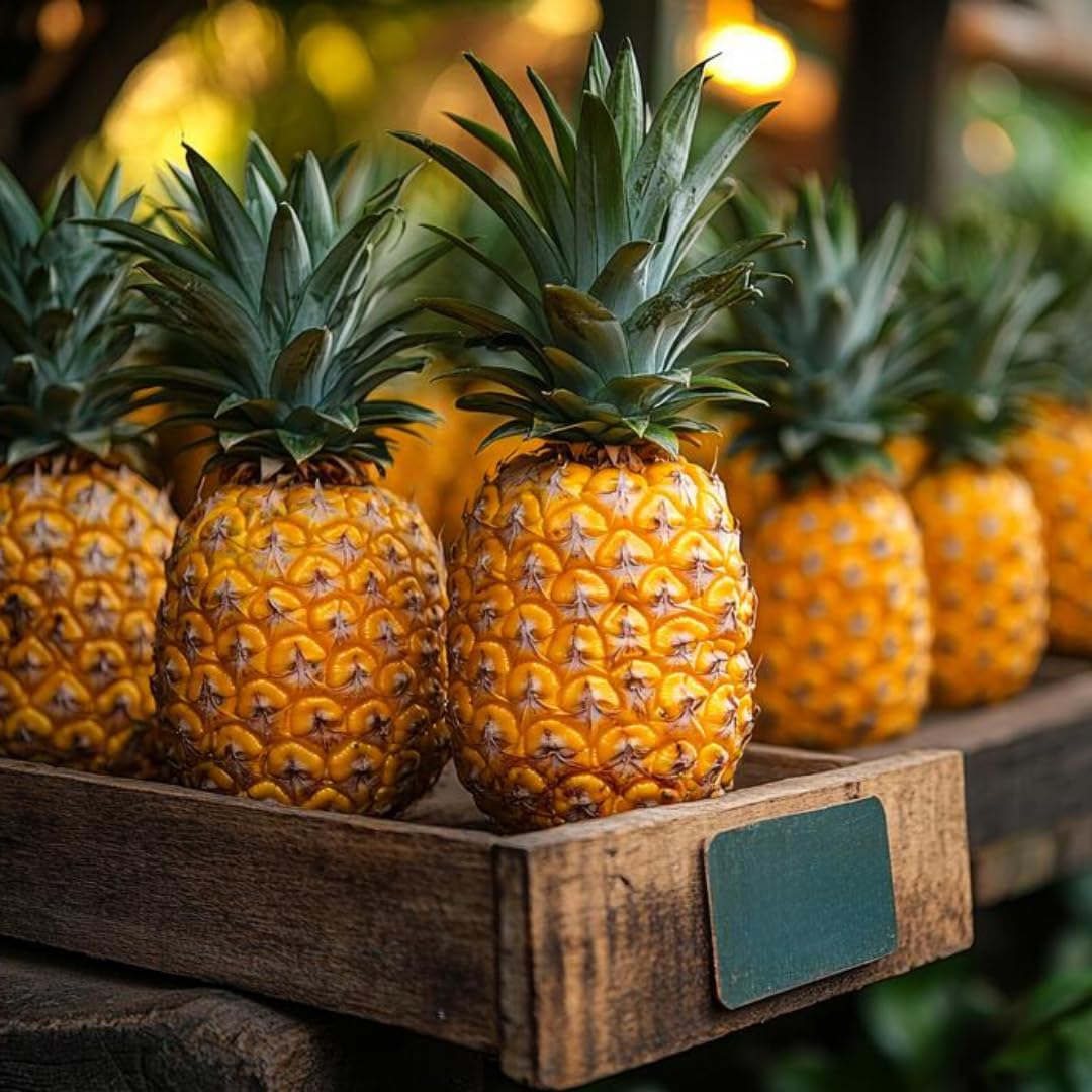02 Pineapple Plants Live for Outdoor Full Sun Spring Planting, Cold Hardy Fruit Tree Starter from 4-6" in Tall, No Pot (Elite Gold Pineapple)