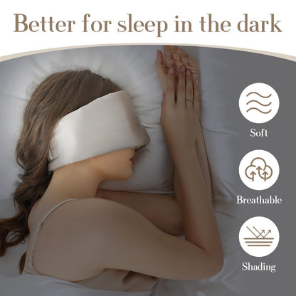 100% Mulberry Silk Sleep Mask Eye Mask for Women Man with Adjustable Band, for Side Sleeper Blackout Sleep Mask for Travel Rest and Office Large Size (Taupe)