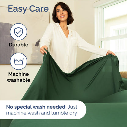 Full Size 4 Piece Sheet Set - Comfy Breathable & Cooling Sheets - Hotel Luxury Bed Sheets for Women & Men - Deep Pockets, Easy-Fit, Soft & Wrinkle Free Sheets - Emerald Green Oeko-Tex Bed Sheet Set