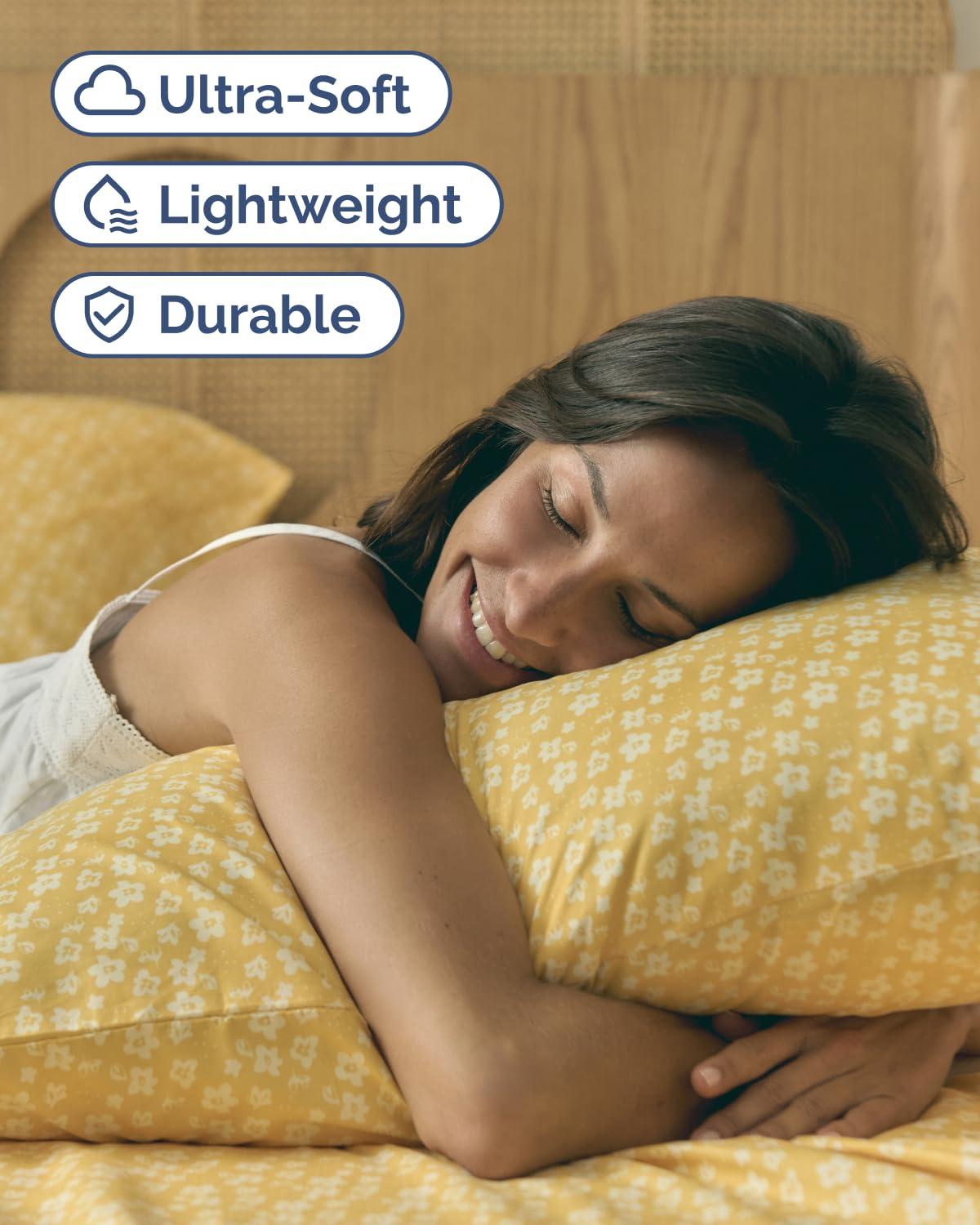 Floral Sheets - Yellow Floral Bed Sheet Set - 1 Flat, 1 Fitted & 1 Pillowcase w/ Deep Pockets - Comfy, Wrinkle & Fade Free - Boho Botanical Bedding - Ultra-Soft, Breathable & Cooling - Twin Size Set