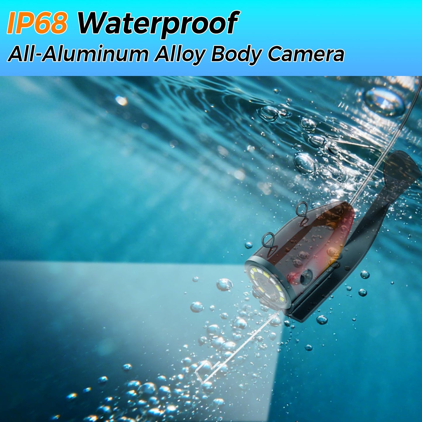 ESANHAO Underwater Fishing Camera 7" LCD Monitor Portable Fish Camera with Light 12pcs & 100ft/30m Cable Waterproof IP68 for Ice Fishing, Lake Sea Boat Kayak Fishing
