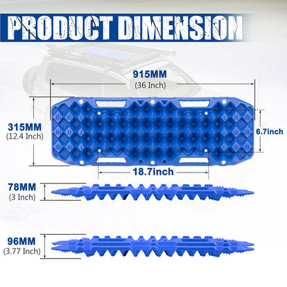 BUNKER INDUST Off Road Traction Boards (Gen 10) Blue + 1"×30ft Kinetic Recovery Rope with 2 Soft Shackles Kit