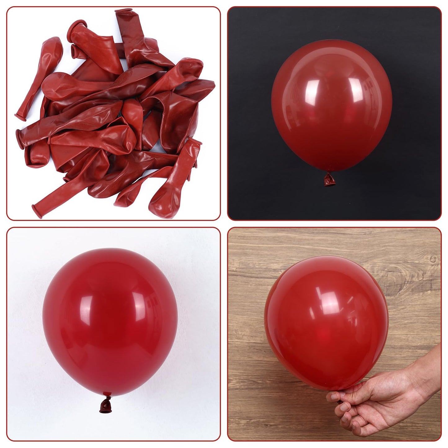 RUBFAC 129pcs Ruby Red Balloon Arch Kit, Different Sizes 18 12 10 5 Inches Cherry Red Latex Balloons for Garland Birthday Wedding Party Decoration