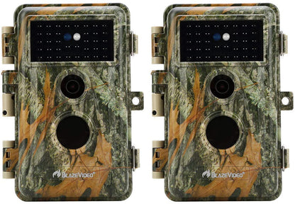 BLAZEVIDEO 2-Pack Trail Camera 64MP 1296P Video, 940nm No-Glow Night Vision, 70° Focused PIR Detection (Fewer False Alerts), 0.3s Trigger Motion Activated IP66 Waterproof Game Cam for Wildlife & Yard