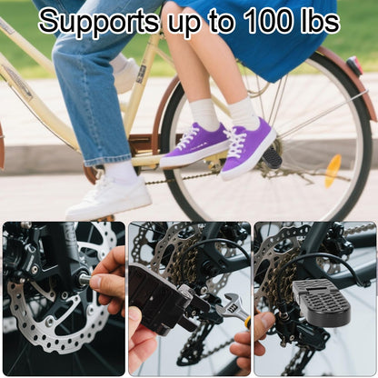 2pcs Bike Rear Pedals, Steel Plate Non-Slip Folding Bike Foot Pegs for Foldable Passenger Cycling Accessories for E-Bike Mountain Bikes Road Bikes BMX