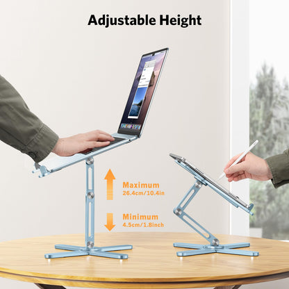 OMOTON 360° Rotating Laptop Stand Riser for Desk, Ergonomic Foldable Computer Stand Adjustable Height Angles for Collaborative Work, Easy Storage Fit Macbooks,All Laptops up to 16 inches, Silver
