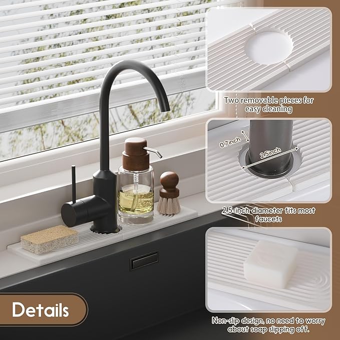 Faucet Mat for Kitchen Sink, Diatomite Quick Drying Tray, 15.8 Inch Kitchen