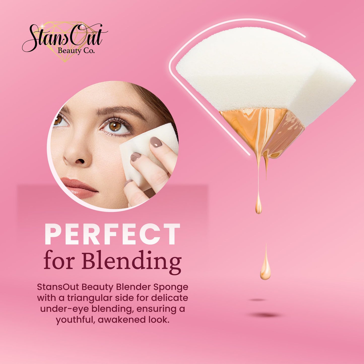 StansOut Memory Foam Makeup Sponge – No-Water-Needed Blender for Liquid, Cream & Powder Foundation – Airbrush Finish, Flawless Application